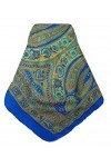 Pashmina & Silk Foulard Classic Paisley Soie de Mûrier Charan French Blue de