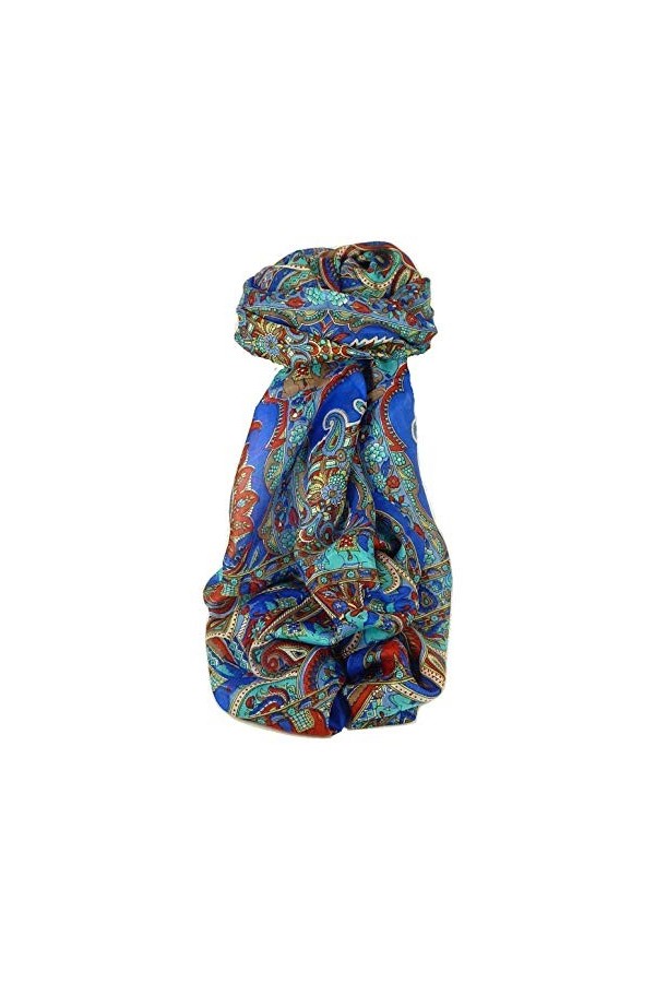 Pashmina & Silk Foulard Classic Paisley Soie de Mûrier Dara French Blue de
