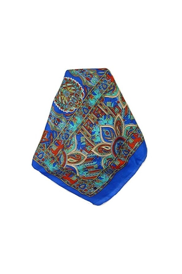 Pashmina & Silk Foulard Classic Paisley Soie de Mûrier Dara French Blue de
