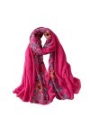 GANMEI Écharpes pour femmes, écharpe de cou pour femmes, écharpe pour femmes broderie Pashmina coton châles Floral Bandana é