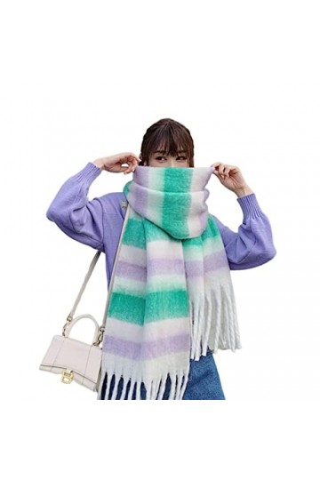 Bysonglezai Foulard Femme Cheveux pour De Hiver en Echarpe Scarf Imitation Cachemire Femmes Hiver Écharpe Rayé Écharpe Épaiss