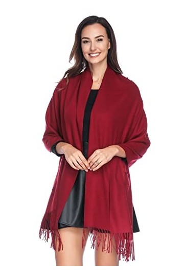 Accessoire Top Tendance Écharpe Femme Étole Pashmina Cachemire Foulard Châle Touché Soyeux Couleur Uni + 30 couleurs Bleu 