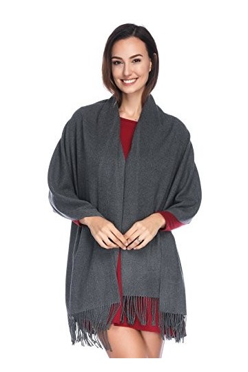 Hoyayo Étole Châle Foulard Pashmina Femme Châle Wrap Hiver Chaud Écharpe 20+Couleurs , 8-gris Foncé, 90