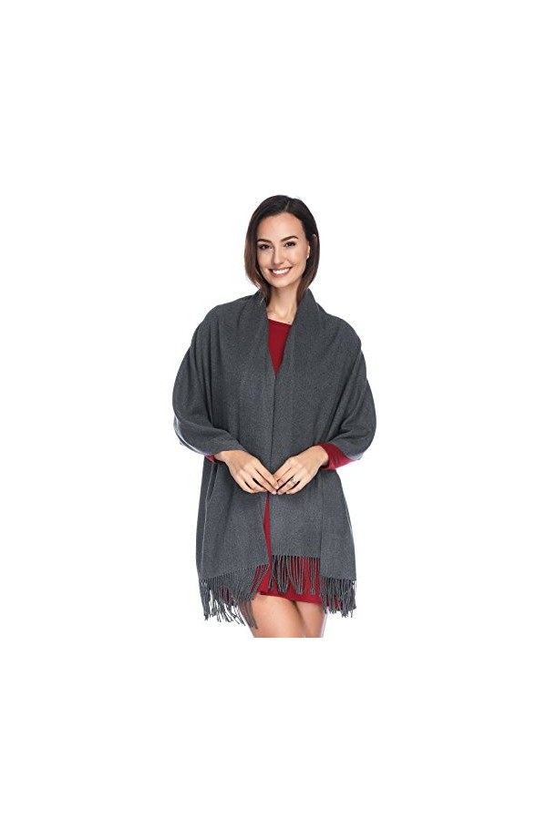 Hoyayo Étole Châle Foulard Pashmina Femme Châle Wrap Hiver Chaud Écharpe 20+Couleurs , 8-gris Foncé, 90