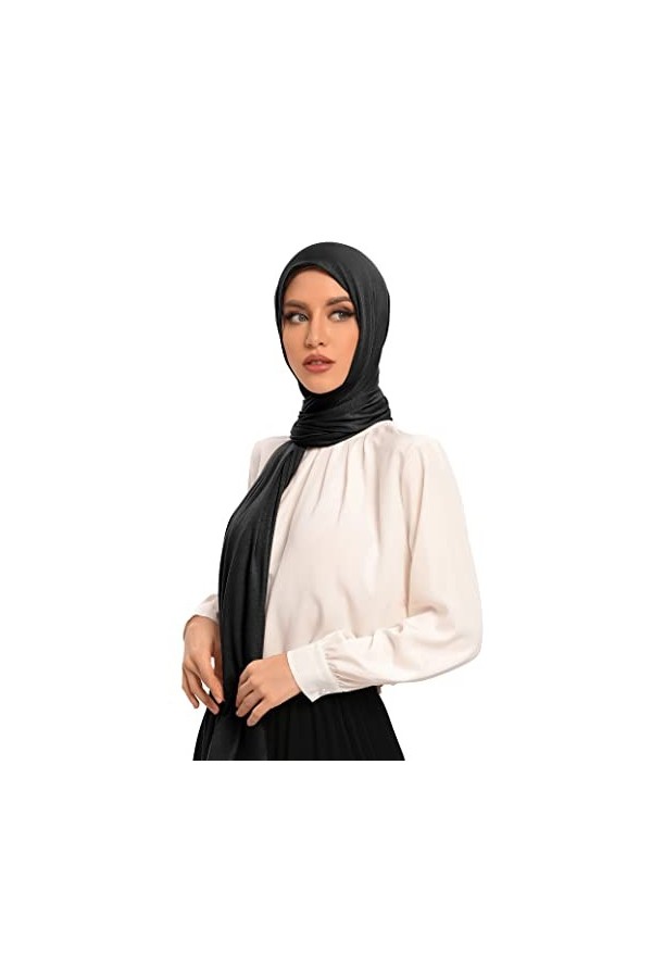 Hybeeh Hijab Écharpe en jersey de qualité supérieure pour femme musulmane, gris foncé,