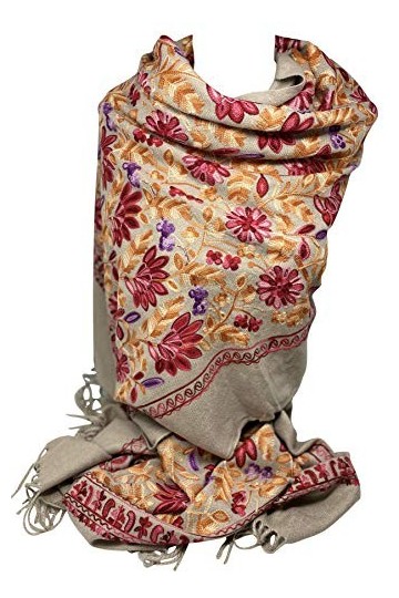 Scarf Shack Châle en mélange de laine dhiver entièrement brodé à la main en cachemire | Style Pashmina | Grande enveloppe ch
