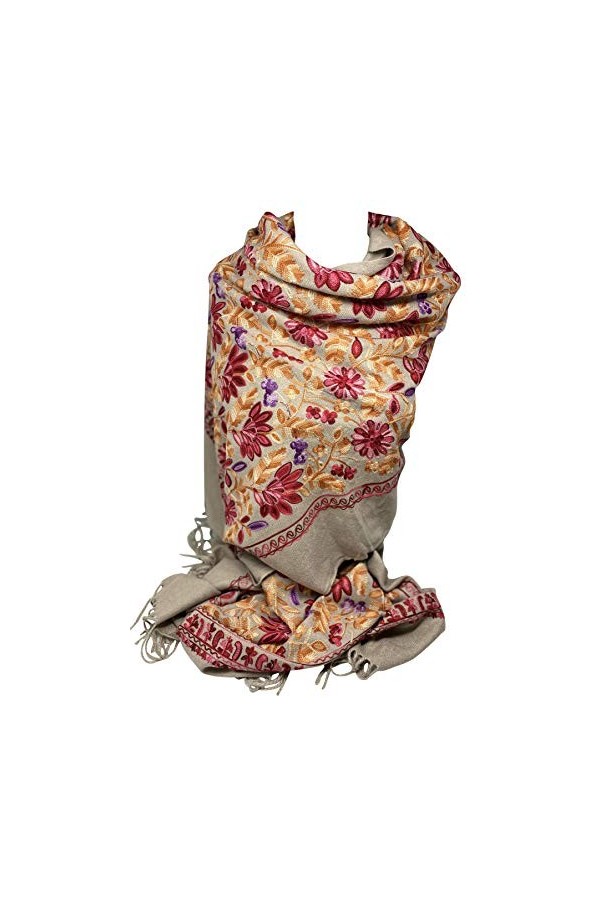 Scarf Shack Châle en mélange de laine dhiver entièrement brodé à la main en cachemire | Style Pashmina | Grande enveloppe ch