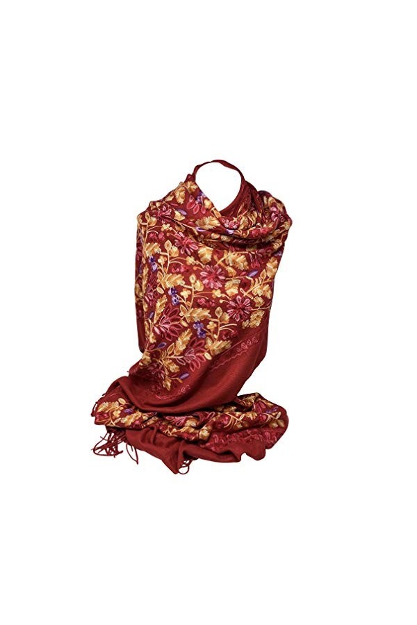 Scarf Shack Châle en mélange de laine dhiver entièrement brodé à la main en cachemire | Style Pashmina | Grande enveloppe ch