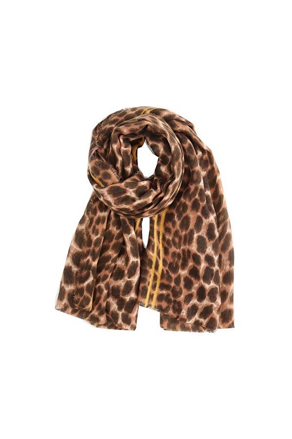 Écharpe dhiver pour femme avec imprimé léopard, marron, taille unique