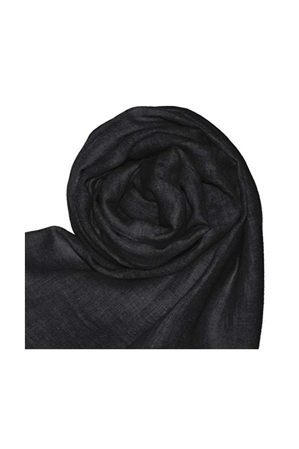 LORENZO CANA&nbsp;–&nbsp;Luxe Rideau lin écharpe 100% lin noir 70&nbsp;x 180&nbsp;cm Chiffon fibre naturelle 93209