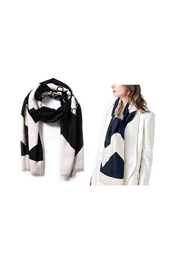 BrillaBenny Écharpe Étole Pashmina Soft Mélange Laine et Cachemire Châle/Scarf Wool Foulard Luxury Shawl