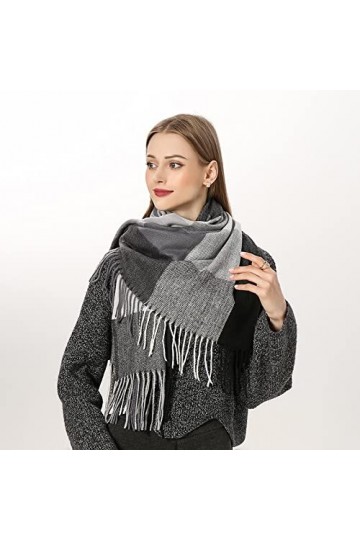 Bysonglezai Foulard Femme Cheveux pour De Hiver en Echarpe Scarf Écharpe À Carreaux De Luxe Hiver Chaud Cachemire Femmes Long