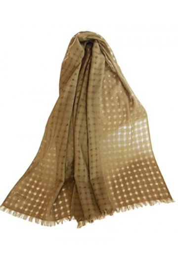 SEECOSY Étole classique 100 % pure laine – Grande écharpe légère douce et chaude effet quadrillé – Cadeau pour femme, Cacahuè