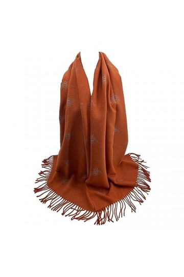 Purple Possum® Écharpe réversible en laine mélangée pour femme, châle pashmina gris, Orange et gris., L