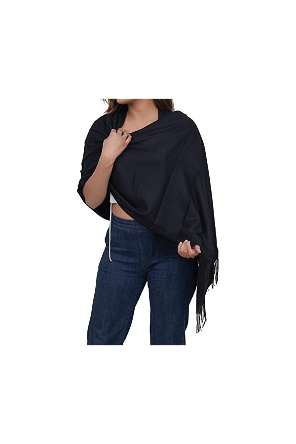 iinfinize Longue étole de plage pour femme 183 x 56 cm, noir