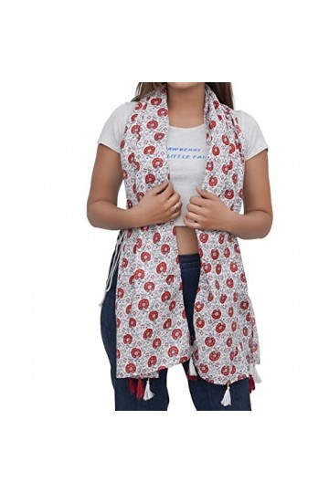 iinfinize Écharpe dhiver pour femme avec pompons, étole en coton chaud, style vintage, 183 x 55 cm, Multicolore