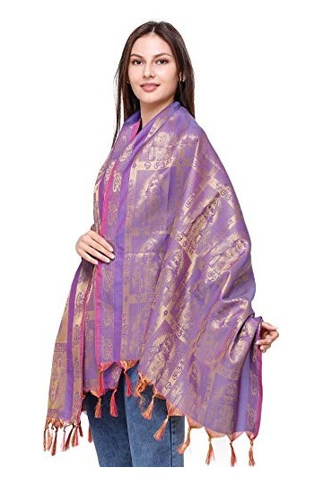 Exotic India Châle de prière brodé Lord Kartikeya Violet