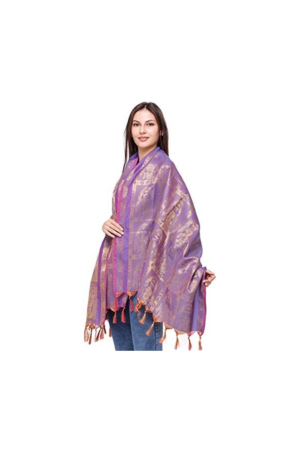 Exotic India Châle de prière brodé Lord Kartikeya Violet