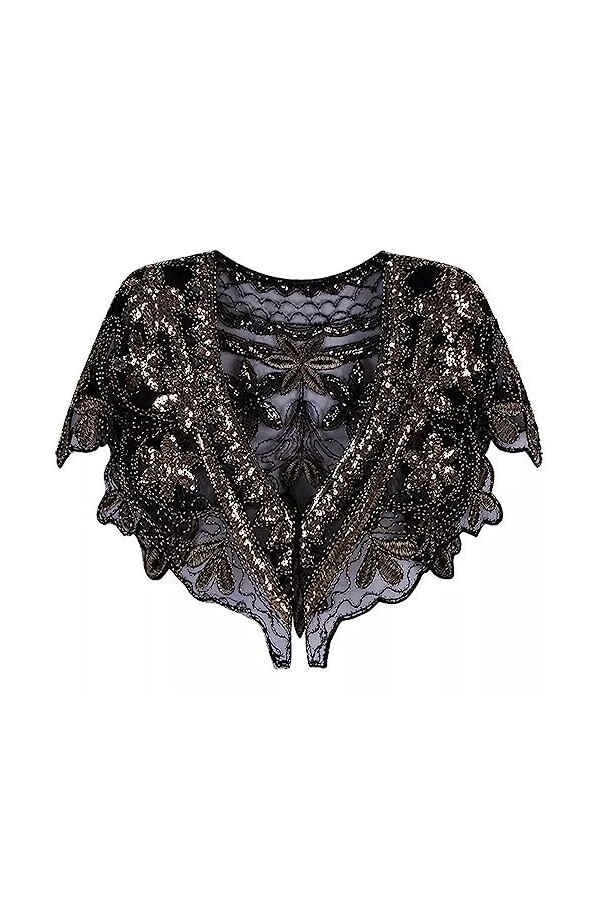 wjnvfioo Châle de danse du ventre pour femme avec paillettes et perles brodées, bleu, taille unique