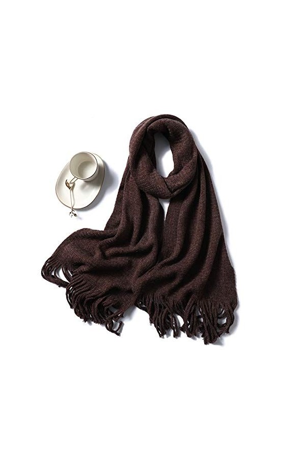 CCBUY Écharpes dhiver pour dames, écharpes marron foncé pour femmes, écharpes en peluche tricotées, écharpes Pashmina pour d