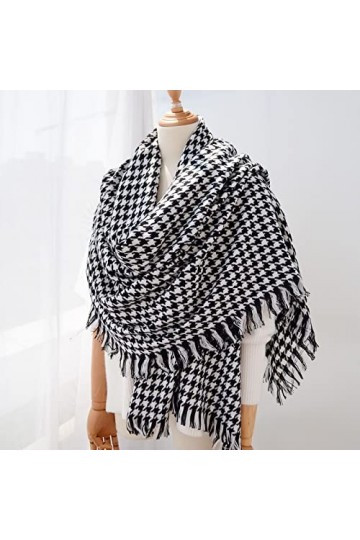 WYCSDD Écharpe en Laine à Carreaux Marron Classique Femmes Hiver Longues écharpes Cape Chaude Bandana châle Mode Pashmina Chi