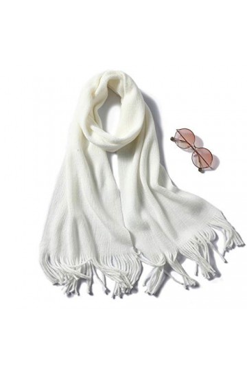 CCBUY Écharpes dhiver pour dames châle, écharpe blanche dhiver pour femme rayée en peluche tricotée gland Pashmina écharpes