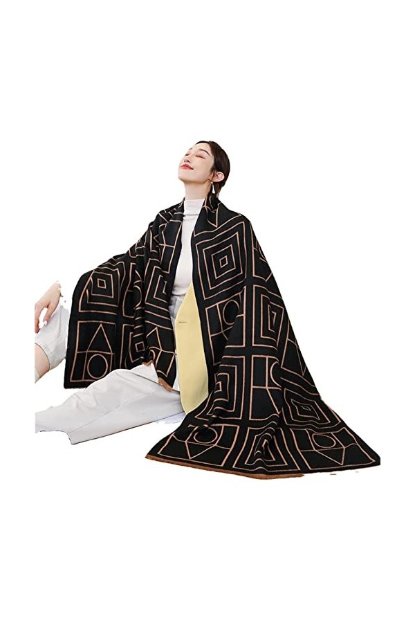 UKKO Echarpe Femme Cachemire Écharpe Hivernale Épaisse Douce Chaude Pashmina Foulards Châle Femelle-65X180Cm