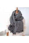 WYCSDD Laine Châle Femmes De Luxe Classique Noir Blanc Pied De Poule Longue Écharpe Cape Doux Chic Mode Casual Chaud Pashmina