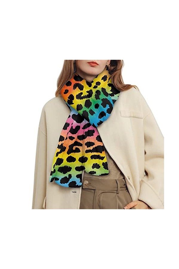 HELLHERO Écharpe dhiver chaude pour homme et femme, imprimé léopard, XL