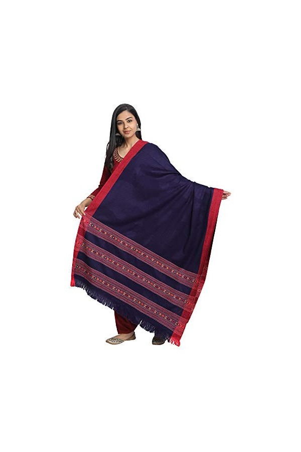 Kullu Himachali Écharpe en laine pour femme 101,6 x 203,2 cm - bleu -