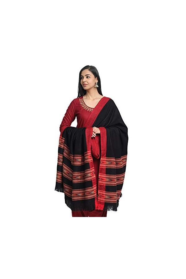 Kullu Himachali Écharpe en laine pour femme 101,6 x 203,2 cm - bleu -