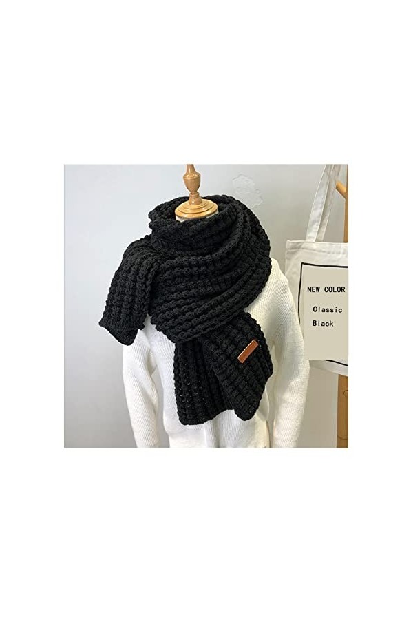 Foulard Echarpe Scarf Scarves Marque Femmes Écharpe Chaude Solide Longue Main Écharpes C8Classicblack