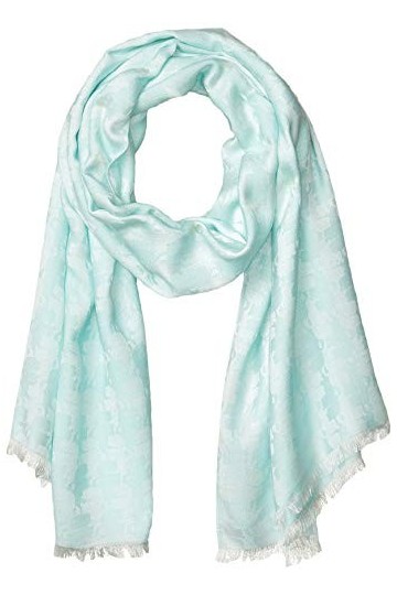 Karl Lagerfeld Paris Karl Head Écharpe Pashmina en Rayonne Bicolore Temps Froid, Bleu Ciel, Taille Unique Femmes