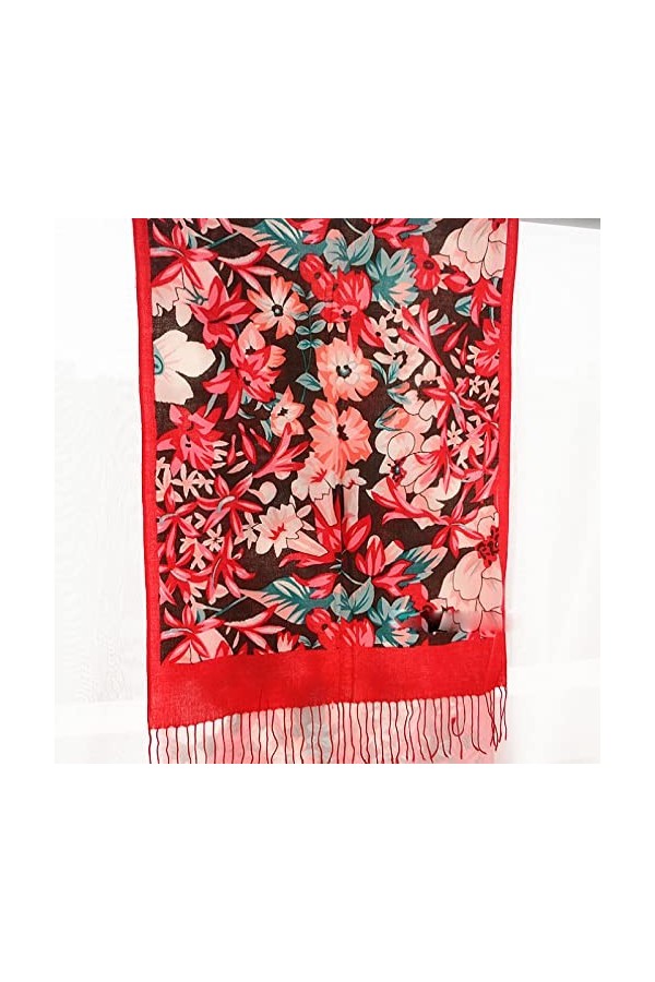 WYCSDD Cachemire Châle Orange Fleur Peint Écharpe Mince Chic Doux Mode Casual Pashmina Cadeau pour Femmes Dame