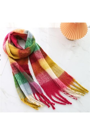 Bywenzai Foulard Femmes De Couleur Châle Écharpe Automne Hiver Cachemire Pashmina Écharpes Chaud Épais Gros Gland Tricoté Éto