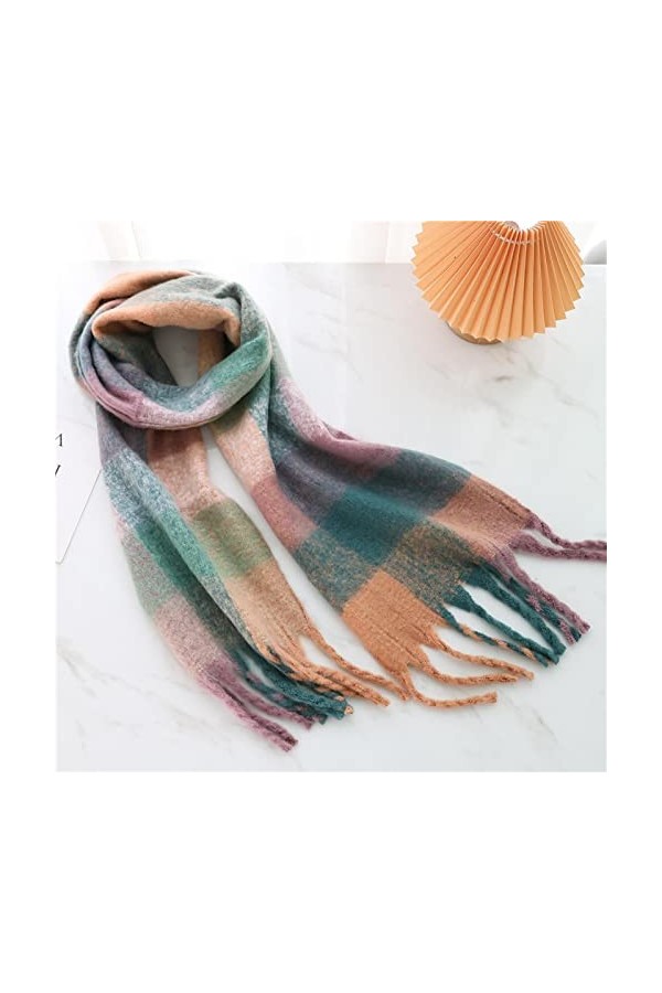 Bywenzai Foulard Femmes De Couleur Châle Écharpe Automne Hiver Cachemire Pashmina Écharpes Chaud Épais Gros Gland Tricoté Éto