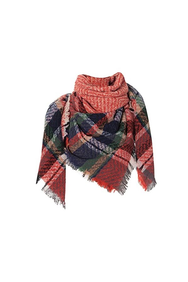 Écharpe dhiver pour femme en laine à carreaux grand pashmina élégant léger et chaud étole douce de créateur grand foulard en