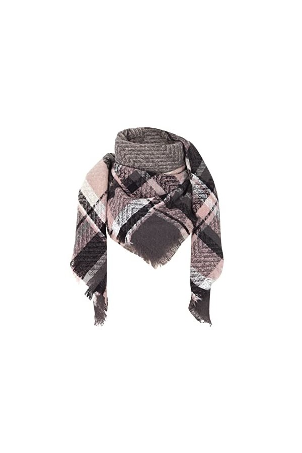 SATUSA Écharpe dhiver pour femme en laine douce et cachemire, châle élégant, grande étole chaude, écharpe à carreaux Pashmin