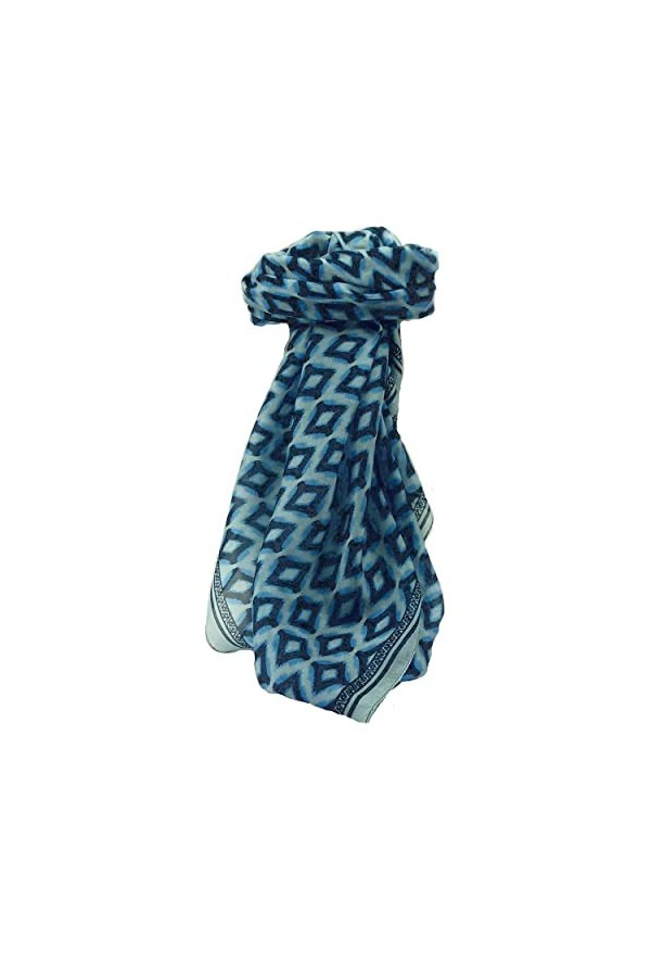Pashmina & Silk Echarpe Soie de Mûrier Contemporary Mahi Blue de