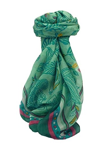 Pashmina & Silk Echarpe Soie de Mûrier Contemporary Barak Blue de