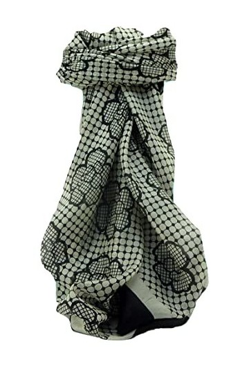 Pashmina & Silk Echarpe Soie de Mûrier Contemporary Mirjan Black&White de