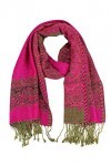 PASKMLNA Châle Pashmina tissé réversible à double couche avec bordure, 003 06Rose vif, Large