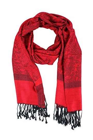 PASKMLNA Châle en jacquard cachemire pashmina écharpe écharpe étole, Rouge-noir 018-35, Large