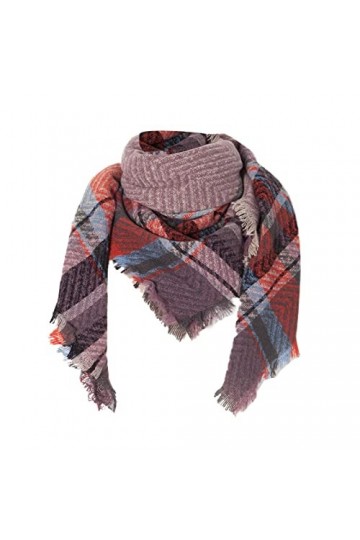 SATUSA Grande écharpe en laine signée pour femme, légère et élégante, étole dhiver, châle, à carreaux, doux, Pashmina, échar