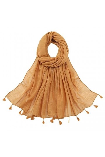 RILOOP Châle en Viscose de coton à pampilles unies pour femme, écharpe Pashmina solide, étole Hijab musulman