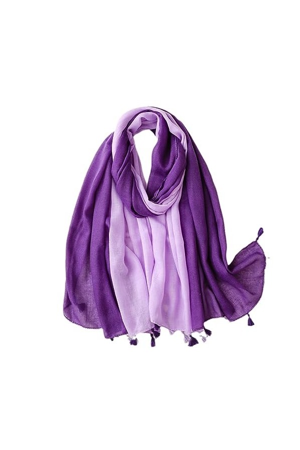 Automne hiver plaine ombré violet gland Viscose châle écharpe dame Wrap Pashmina étole musulman Hijab