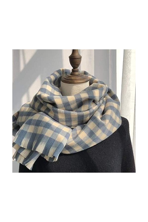 GCC Écharpe Pashminas en Tartan pour Femme,Foulard Chaud en Cachemire dhiver ÉCharpe Longue Châle Multifonctionnelle,200 * 5