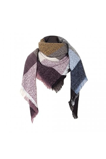 SATUSA Écharpe en cachemire pour femme, grande étole en laine à carreaux, grand châle élégant, écharpe dhiver légère, Pashmi