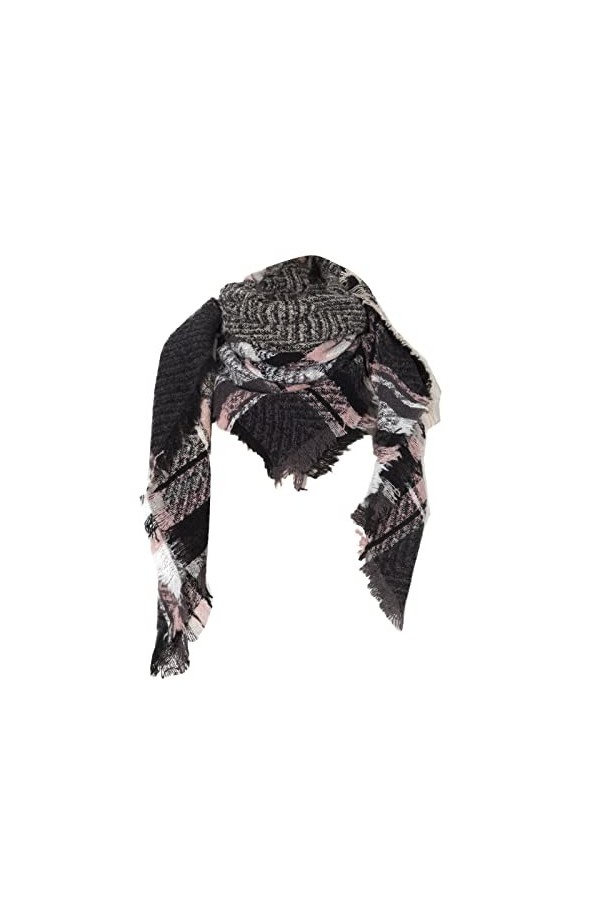 SATUSA Écharpe en cachemire pour femme, grande écharpe légère à carreaux, Pashmina, élégante, grande écharpe dhiver, étole e