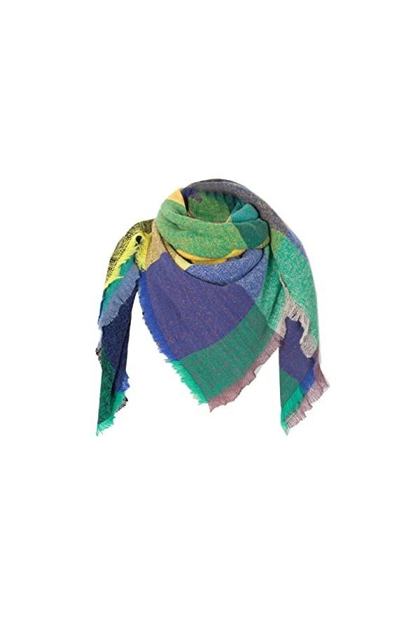 SATUSA Écharpe en cachemire pour femme, grande écharpe légère à carreaux, Pashmina, élégante, grande écharpe dhiver, étole e